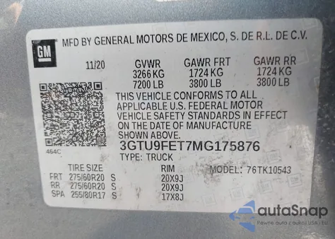 2021 GMC Sierra 1500 4Wd Short Box Denali from USA, damaged, VIN 3GTU9FET7MG175876
